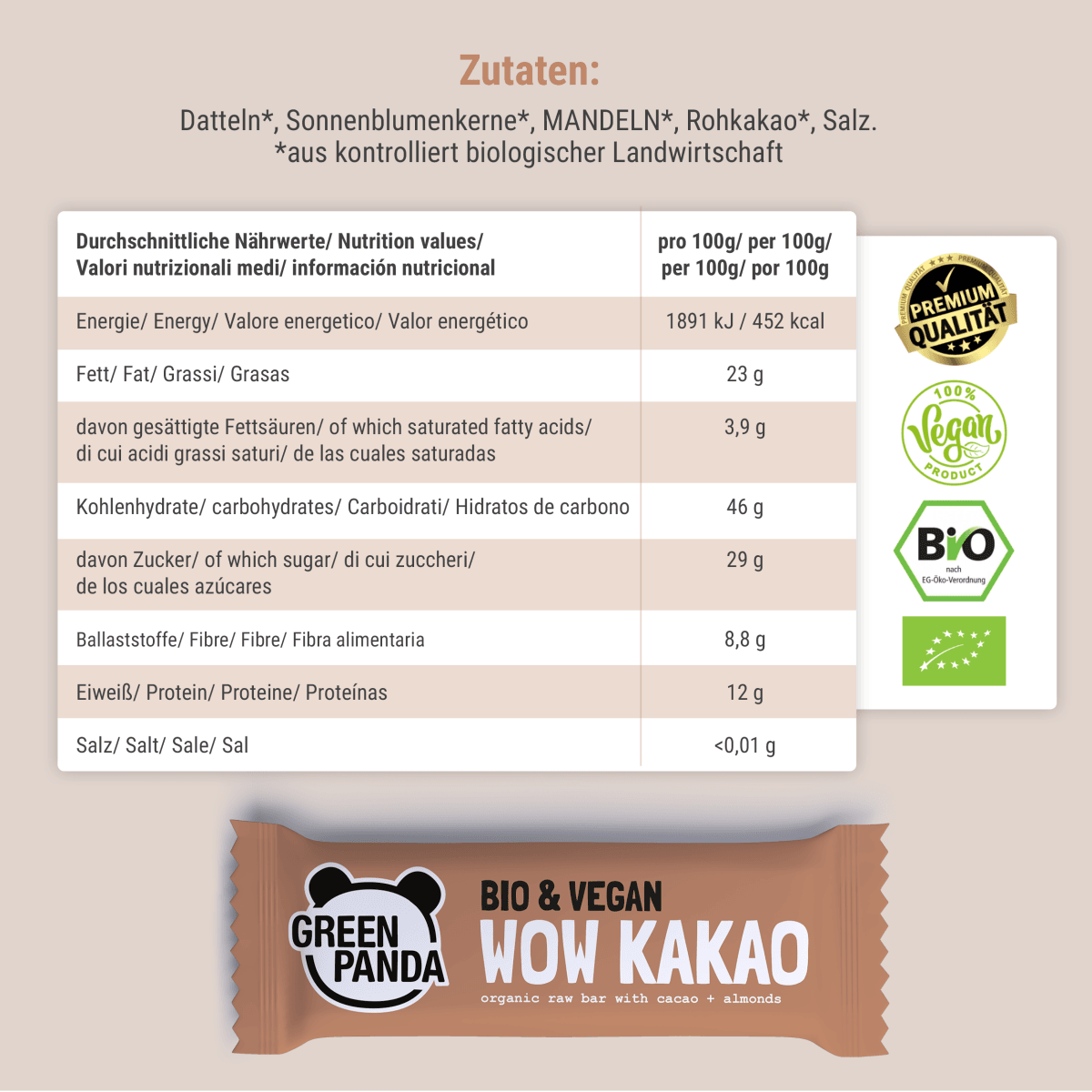 12 x Bio Raw Bars (3 Sorten gemischt) - Green Panda